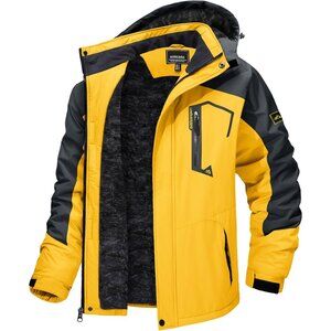 〽️Men's Yellow Grey Tacvasen Winter Resistant Insulated Hooded Parka Jacket